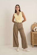 Zaya Knit Waistcoat With Lace - Lemon