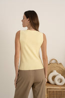Zaya Knit Waistcoat With Lace - Lemon