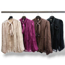 Zia Chiffon Pearl & Bow Shirt - Chocolate