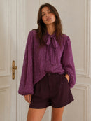 Zia Chiffon Pearl & Bow Shirt - Magenta