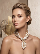 Zoey Zebra Pearl Scarf Necklace - Camel