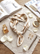 Zoey Zebra Pearl Scarf Necklace - Camel