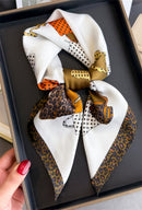 Zori Cheetah & Polka Bag Printed Neck Scarf - Olive Green