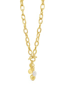 Absolute Chunky Chain T-Bar & Pearl Necklace Gold