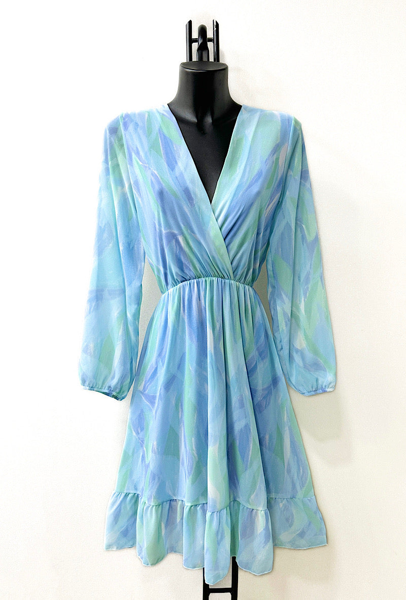 Elise Pastel Mini Dress - Blue & Green