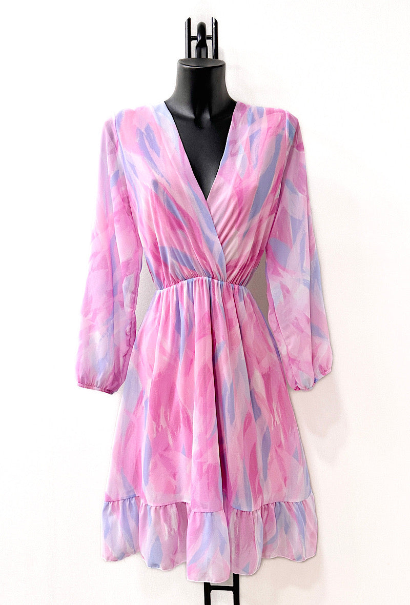 Elise Pastel Mini Dress - Pink & Lilac