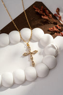 Fleur Cross Pendant Necklace - Clear
