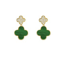 Lara Green & Diamante Floral Drop Earrings