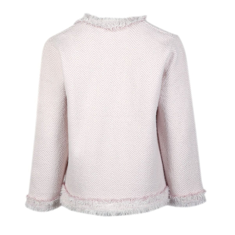 Linda Metallic Thread Pearl Knitted Jacket - Pink