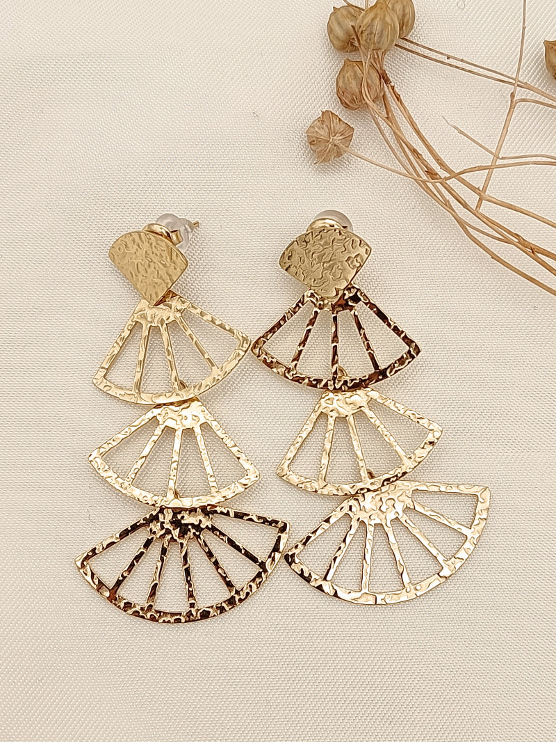 Rosa Fan Drop Earrings - Gold