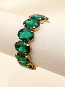 Mimi Oval Crystal Elasticated Bracelet - Emerald Green
