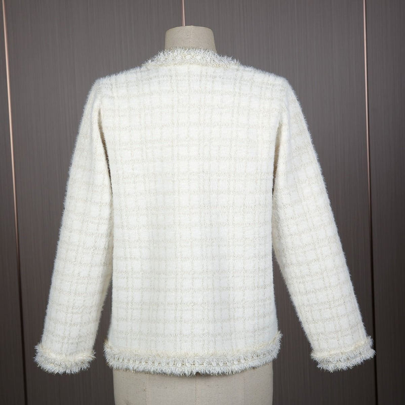 Nell Gold Thread Knitted Jacket - Cream