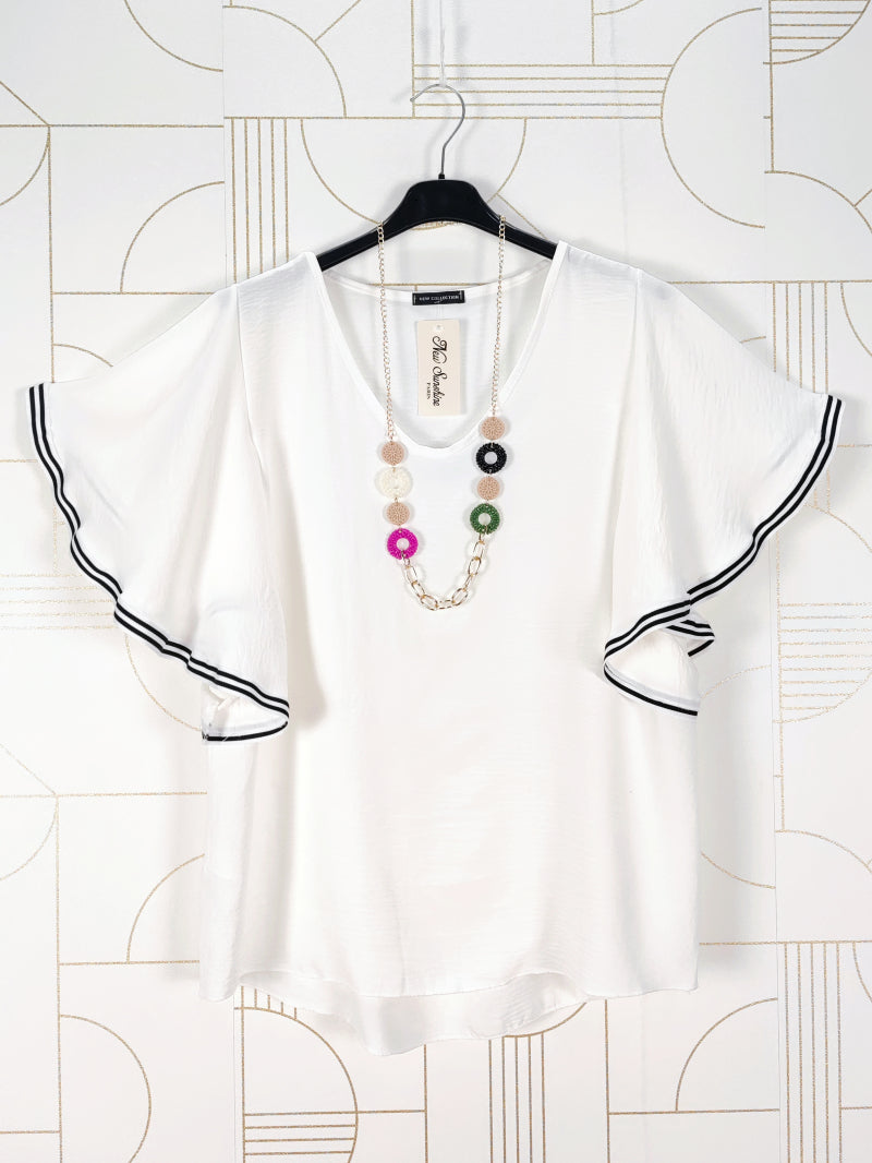 Marie Blouse With Necklace - White