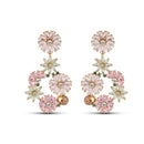 Newbridge Gold Plated Pink & Green Floral Drop Earrings ER0026GP