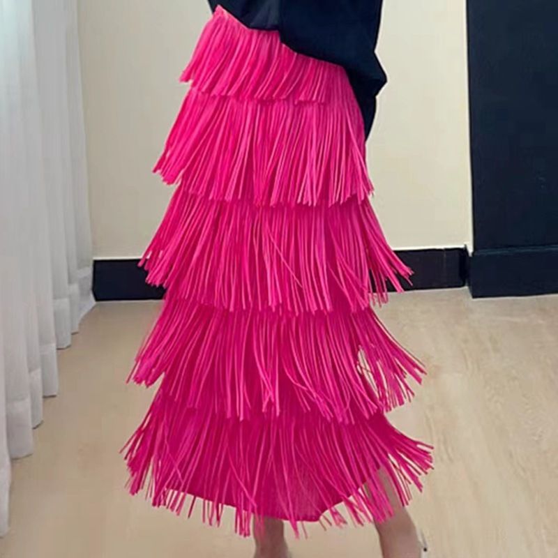 Miley Fringe Skirt - Hot Pink