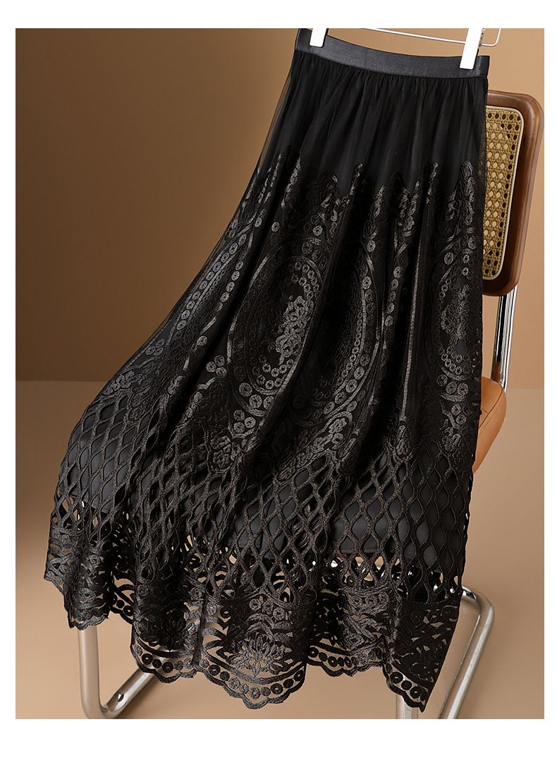 Sadie Crochet & Tulle Skirt - Black