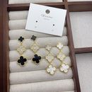 Zuri Petal Enamel Drop Earrings - Black