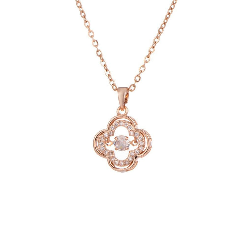 Morgan Petal Necklace With Floating Crystal - Rose