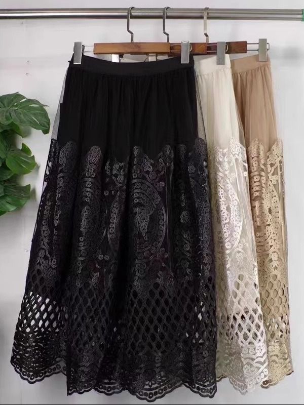 Sadie Crochet & Tulle Skirt - Black