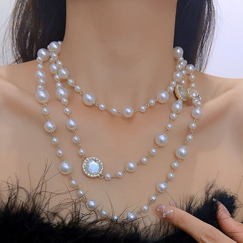 Lanore Pearl & Crystal Long Necklace