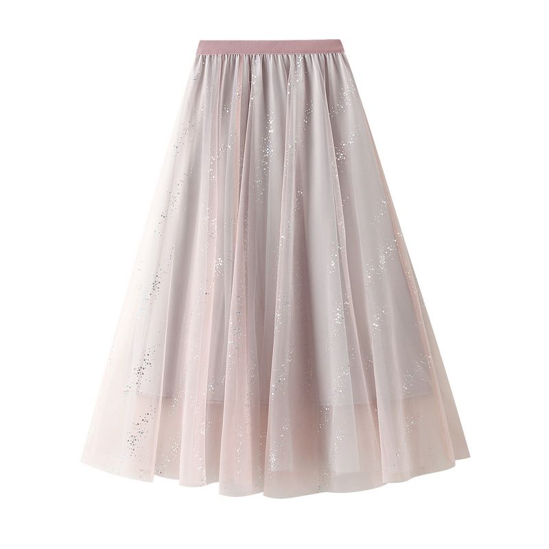Genevieve Dotted Sequin Tulle Skirt - Dusky Pink