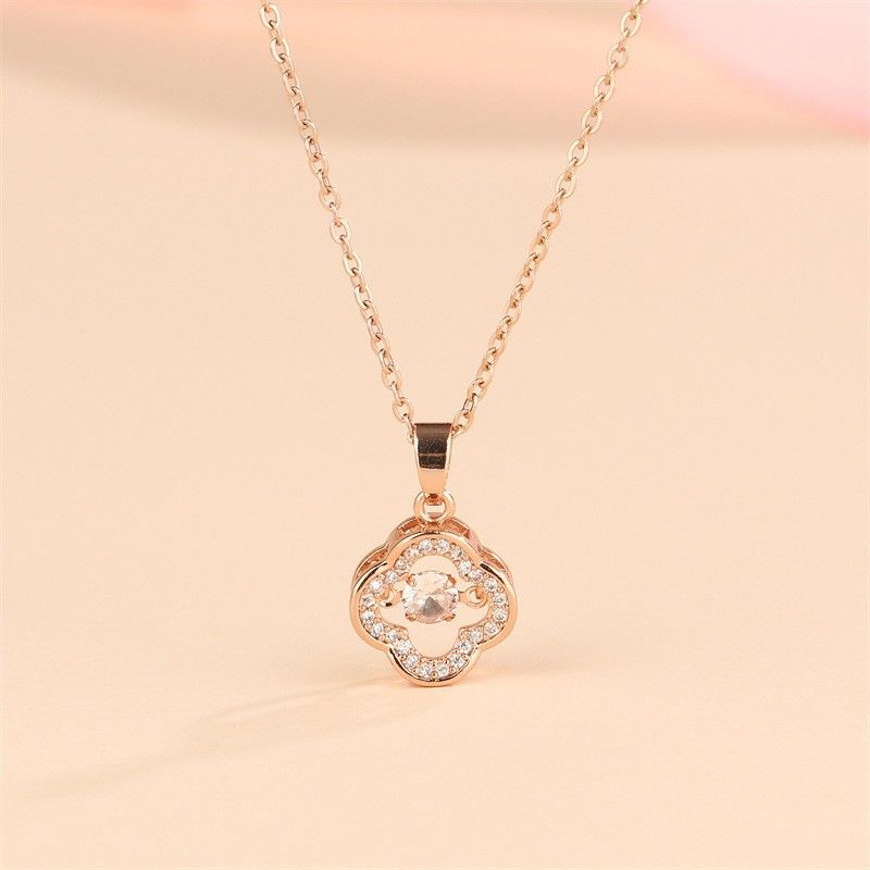 Morgan Petal Necklace With Floating Crystal - Rose