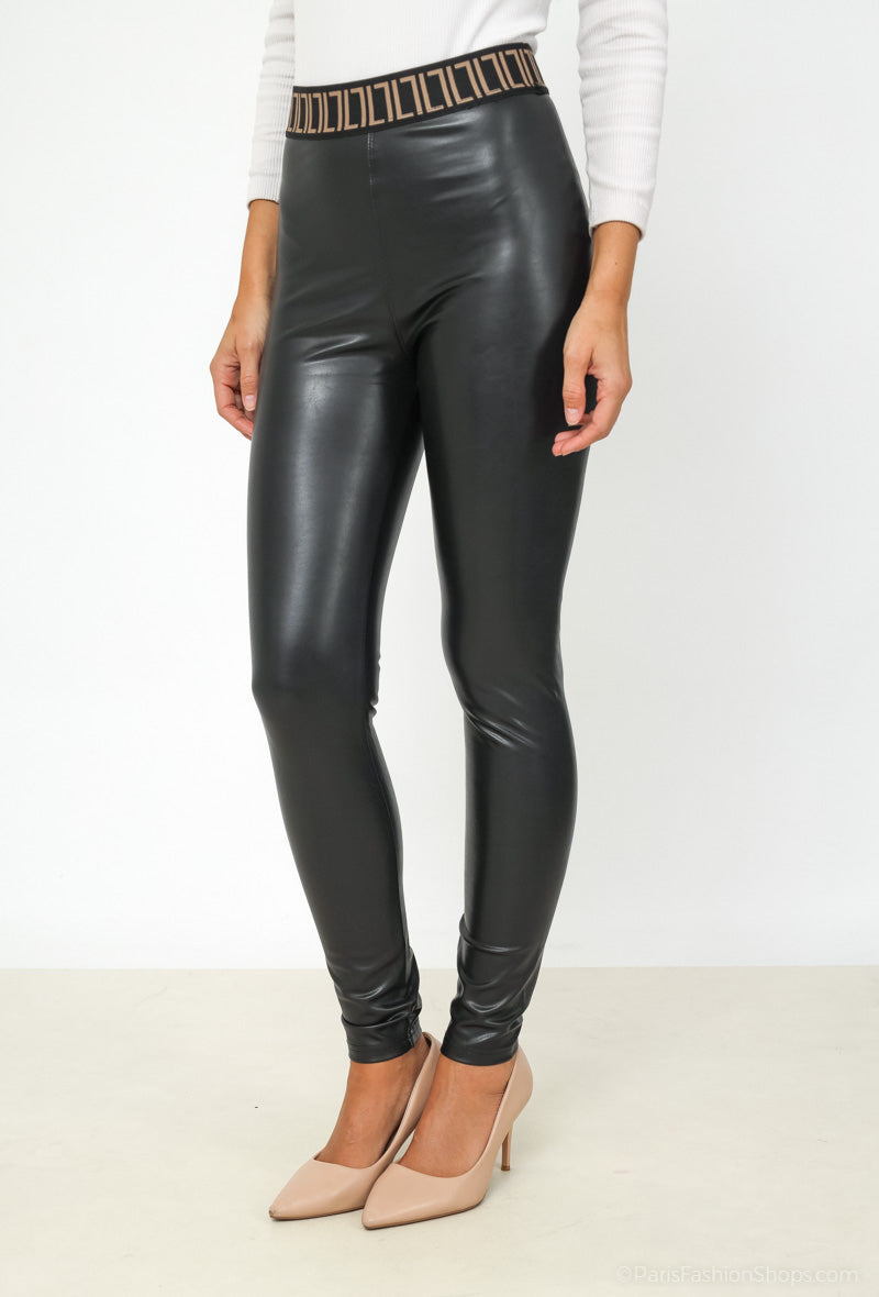 Perry High Faux Leather Leggings - Black