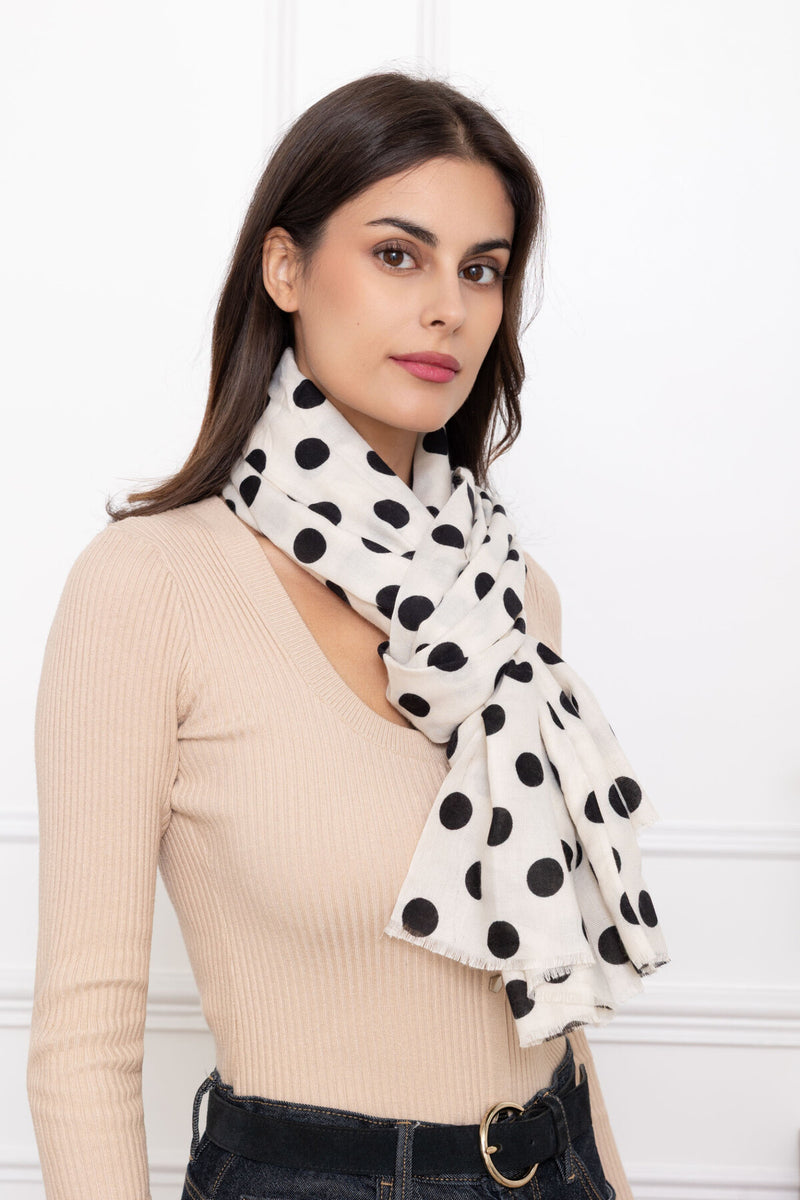 Polly Polka Dot Scarf - Cream