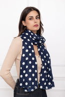 Polly Polka Dot Scarf - Navy