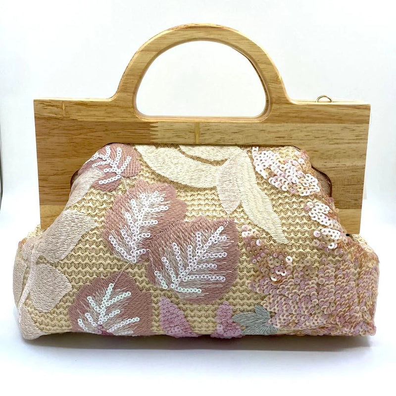 Primrose Sequin Floral Crochet Bag - Cream & Blush