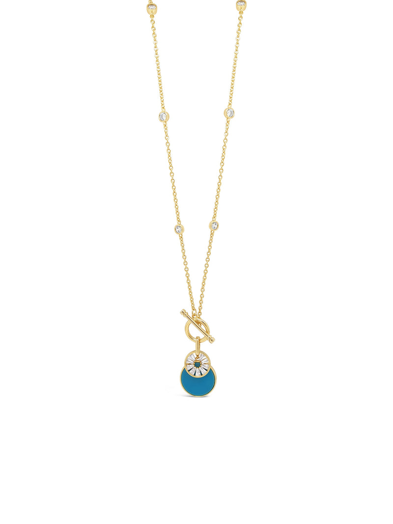 Absolute Enamel & Crystal T-Bar Necklace  -  Turquoise N2203TQ