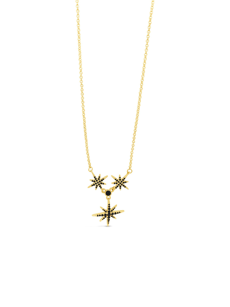 Absolute Black Crystal Star Drop Necklace N2216JT