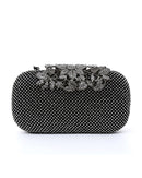 Sophia Vintage Embellished Clutch Bag With Floral Diamante Clasp - Black