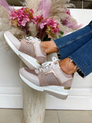 Redz Wedge Trainer Beige Blush and Rose Gold Q07110-17