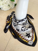 Fernanda Two Tone Printed Neck Scarf - Black & White