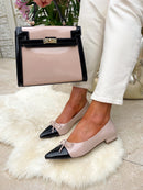 Menbur Leather Ballerina Pump 24108 - Black & Neutral