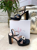 Una Healy “Feels So Right" Vinyl Platform Sandal - Black