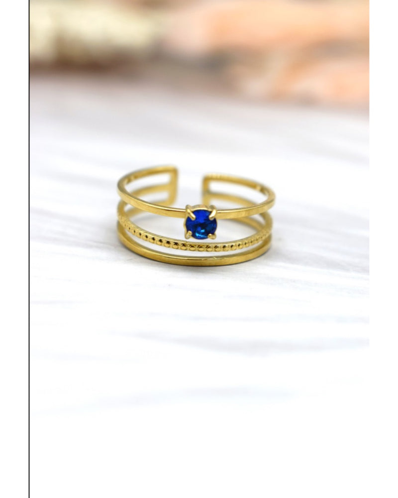 Lucia 3 Strand Jewel Ring - Sapphire Blue