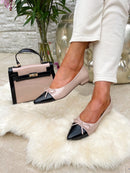 Menbur Leather Ballerina Pump 24108 - Black & Neutral