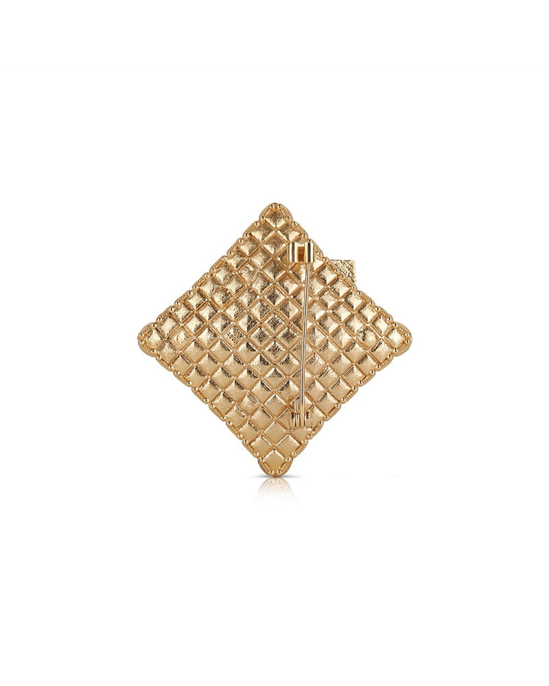 Newbridge Gold Plated Square Brooch With Green Stones B895