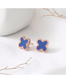 Mia Enamel Stud Earrings - Blue