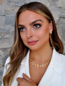 Absolute Pearl & Diamanté Chain Necklace Gold N2187GL