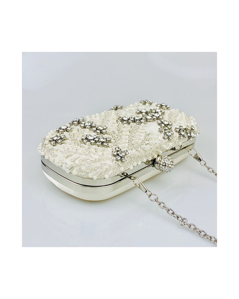 Beatrice Pearl & Crystal Embroidery Clutch Bag