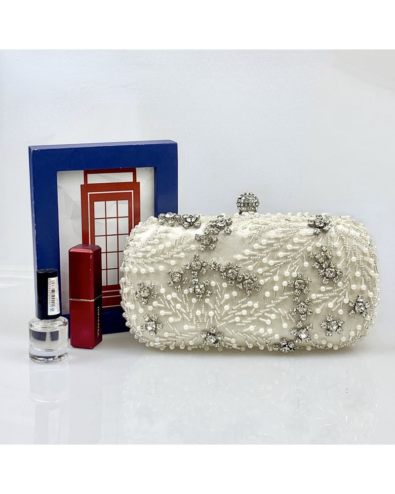 Beatrice Pearl & Crystal Embroidery Clutch Bag