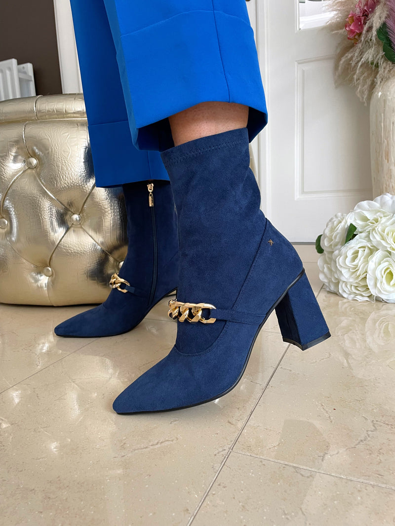 Kate Appleby Golden Chain Ankle Boot - Sapphire Navy