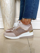 Redz Wedge Trainer Beige Blush and Rose Gold Q07110-17
