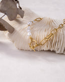 Beth Pearl & Chain T-Bar Choker Style Necklace - Gold