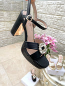 Una Healy “Feels So Right" Vinyl Platform Sandal - Black