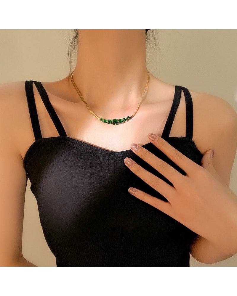 Karly Diamanté Necklace - Emerald