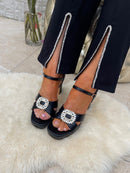 Una Healy “Feels So Right" Vinyl Platform Sandal - Black